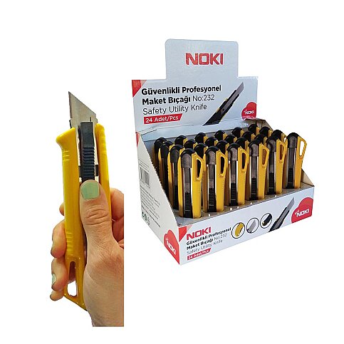 NOKİ 65232 GÜVENLİKLİ PROFESYONEL GENİŞ MAKET BIÇAĞI 18mm - 1