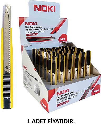 NOKİ 65238 PLASTİK KLİPSLİ PROFESYONEL METAL DAR MAKET BIÇAĞI 9mm - 1
