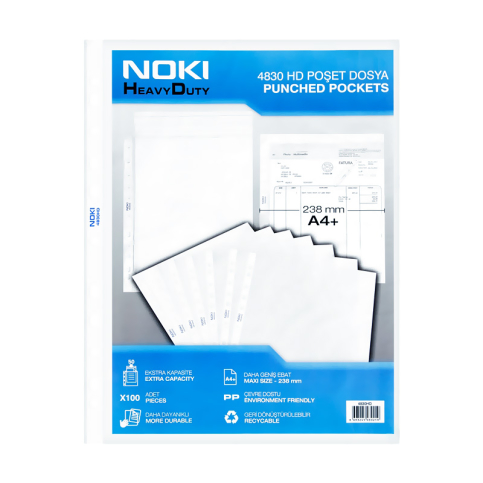 Noki 4830Hd Delikli Poşet Dosya A4 100Lü - 1
