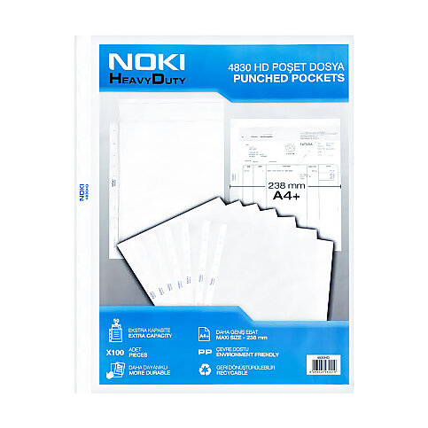 NOKİ 4830HD DELİKLİ POŞET DOSYA A4 100LÜ - 1