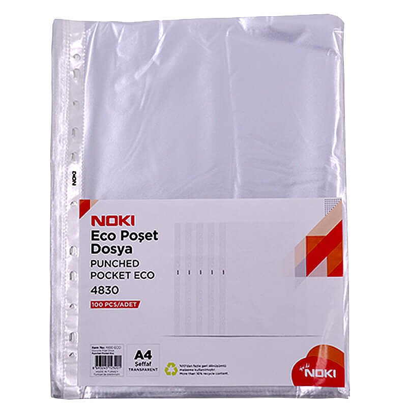 NOKİ 4830-ECO ECO DELİKLİ POŞET DOSYA A4 100LÜ