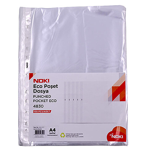 NOKİ 4830-ECO ECO DELİKLİ POŞET DOSYA A4 100LÜ - 1