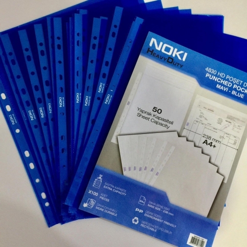 Noki 4830Hd-130 Delikli Poşet Dosya A4 Mavi 100lü - 1