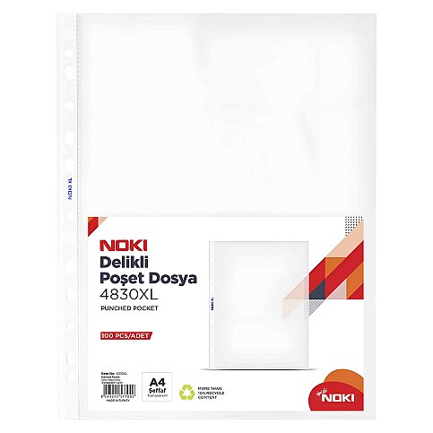 NOKİ 4830XL DELİKLİ POŞET DOSYA A4 100LÜ - 1