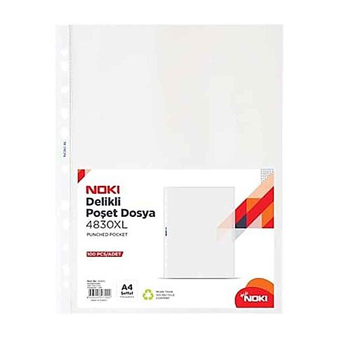 NOKİ 4830XL DELİKLİ POŞET DOSYA A4 100LÜ - 1