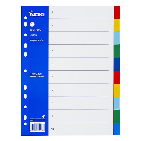 NOKİ 59125 PLASTİK AYRAÇ A4 10 RENK - 1