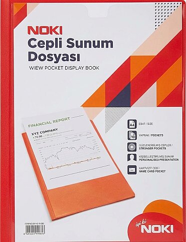 NOKİ 64110-N CEPLİ SUNUM DOSYASI A4 KIRMIZI 10LU - 1