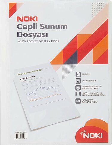 NOKİ 641100-N-010 CEPLİ SUNUM DOSYASI A4 BEYAZ 100LÜ - 1