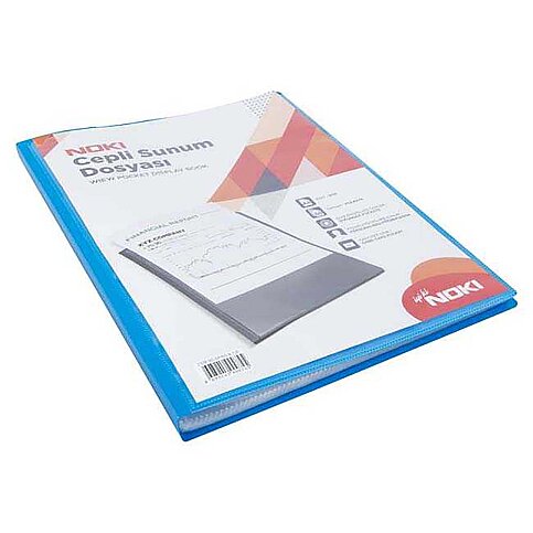 NOKİ 641100-N-130 CEPLİ SUNUM DOSYASI A4 MAVİ 100LÜ - 1