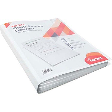 NOKİ 64120-N CEPLİ SUNUM DOSYASI A4 BEYAZ 20Lİ - 1