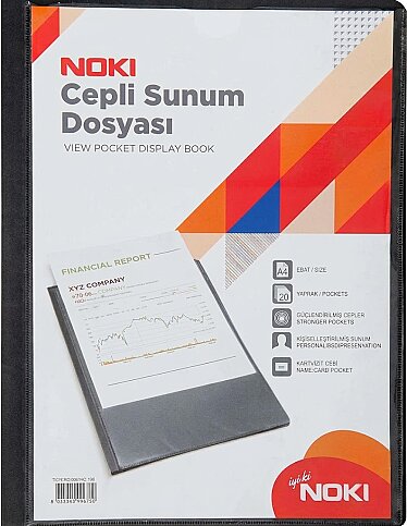 NOKİ 64120-N-190 CEPLİ SUNUM DOSYASI A4 SİYAH 20Lİ - 1
