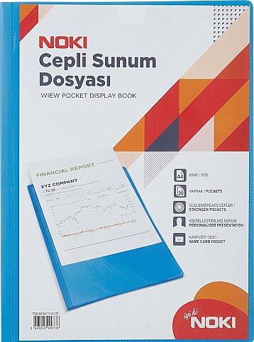 NOKİ 64120-N CEPLİ SUNUM DOSYASI A4 MAVİ 20Lİ - 1