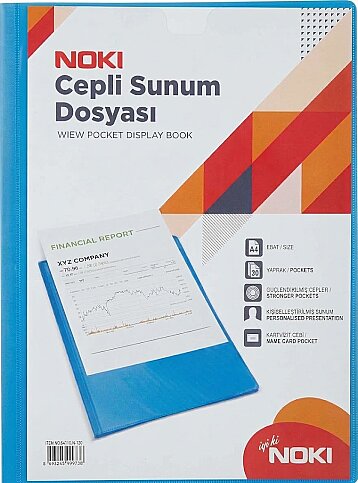 NOKİ 64130-N-130 CEPLİ SUNUM DOSYASI A4 MAVİ 30LU - 1