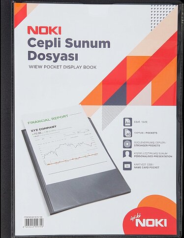 NOKİ 64140-N-190 CEPLİ SUNUM DOSYASI A4 SİYAH 40LI - 1