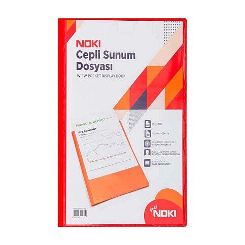 NOKİ 64160-N CEPLİ SUNUM DOSYASI A4 KIRMIZI 60LI - 1