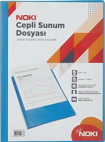 NOKİ 64180-N-130 CEPLİ SUNUM DOSYASI A4 MAVİ 80Lİ - 1