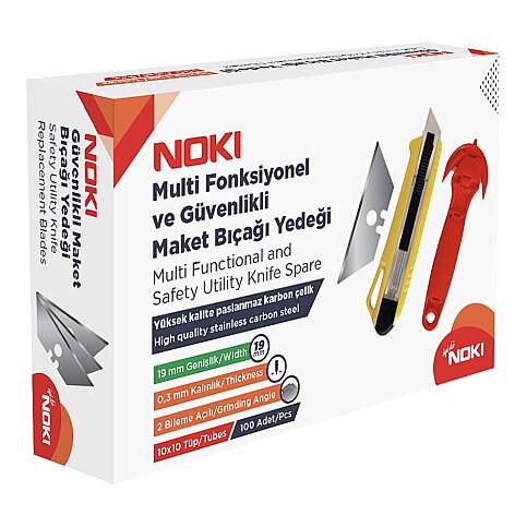 NOKİ 6600 GÜVENLİKLİ GENİŞ MAKET BIÇAĞI YEDEĞİ 60x19mm 10LU - 1