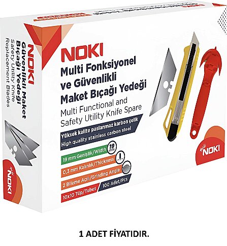 NOKİ 6600 GÜVENLİKLİ GENİŞ MAKET BIÇAĞI YEDEĞİ 60x19mm 10LU - 1