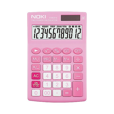 NOKİ H-MC010 MASA ÜSTÜ HESAP MAKİNESİ 12 HANE PEMBE - 1