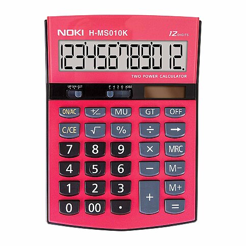 NOKİ H-MS010K MASA ÜSTÜ HESAP MAKİNESİ 12 HANE KIRMIZI - 1