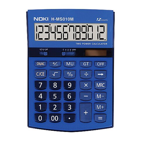NOKİ H-MS010M MASA ÜSTÜ HESAP MAKİNESİ 12 HANE MAVİ - 1