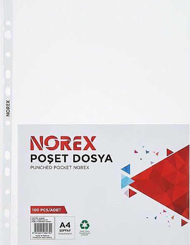 NOREX UL100X DELİKLİ POŞET DOSYA A4 100LÜ - 1