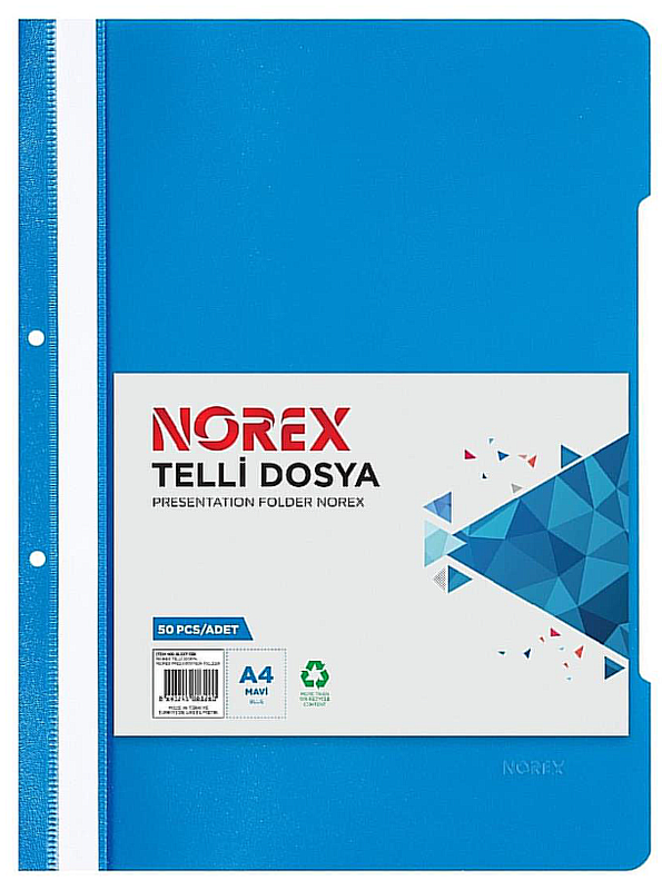 NOREX UL50T-130 TELLİ DOSYA MAVİ 50Lİ