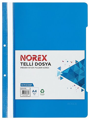 NOREX UL50T-130 TELLİ DOSYA MAVİ 50Lİ - 1