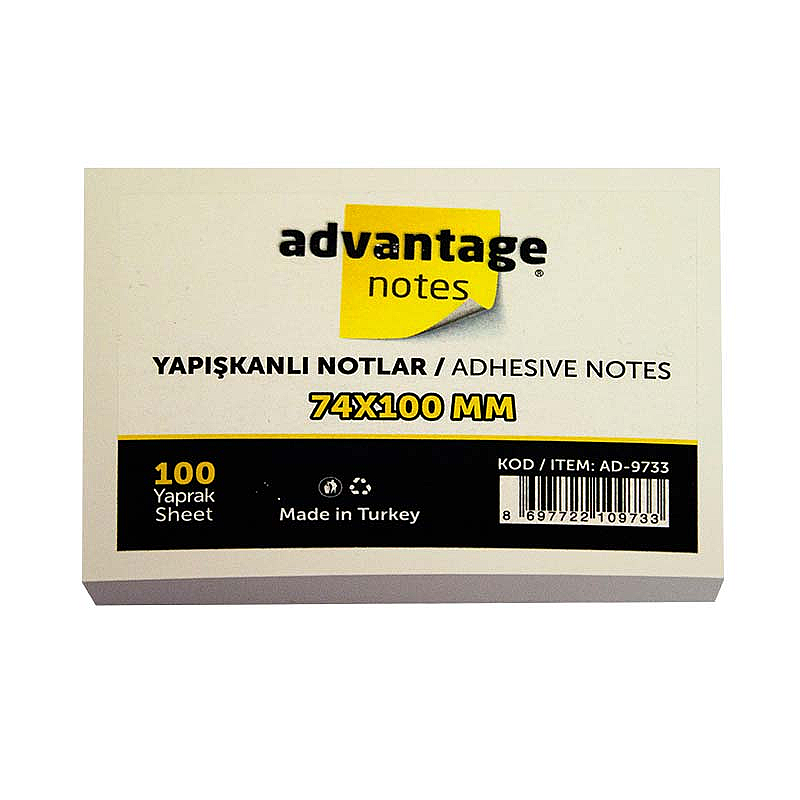NOT YAZ AD-9733 YAPIŞKANLI NOT KAĞIDI 75x100 100 YAPRAK SARI