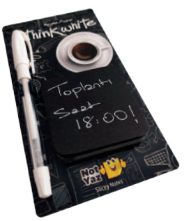 Not Yaz Tw-9573 Think White Yapışkanlı Not Kağıdı 67X67 100 Yaprak Siyah Jel Beyaz Kalem Hediyeli (Tw-7264)