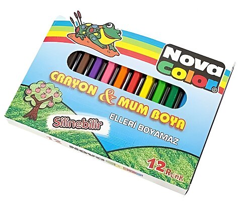NOVA COLOR NC-1112 SİLİNDİR MUM PASTEL BOYA 12 RENK - 1