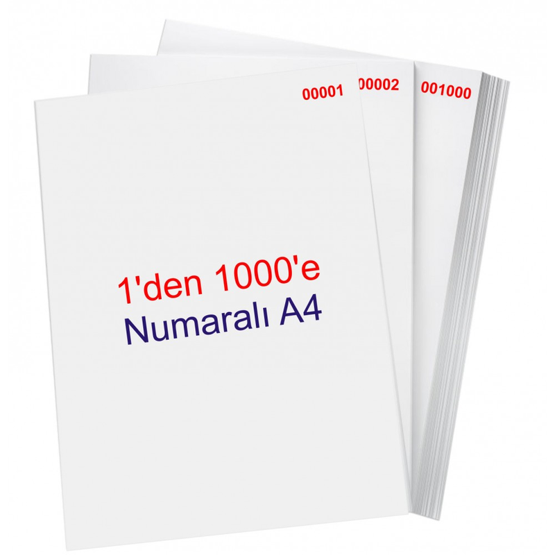 NUMARALI FOTOKOPİ KAĞIDI A4 (1-1000) 80gr
