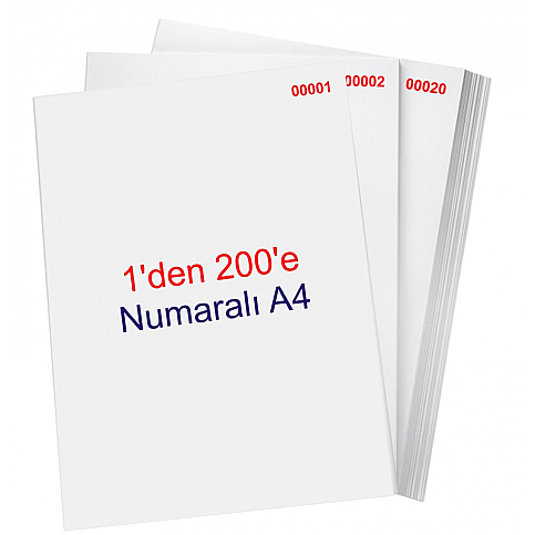 NUMARALI FOTOKOPİ KAĞIDI A4 (1-200) 80gr - 1