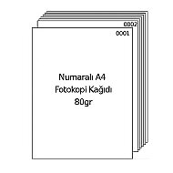 NUMARALI FOTOKOPİ KAĞIDI A4 (1-500) 80gr - 
