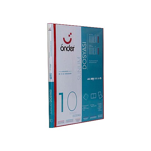 ÖNDER 1210-2 ÖN CEPLİ SUNUM DOSYASI KIRMIZI 10LU - 1