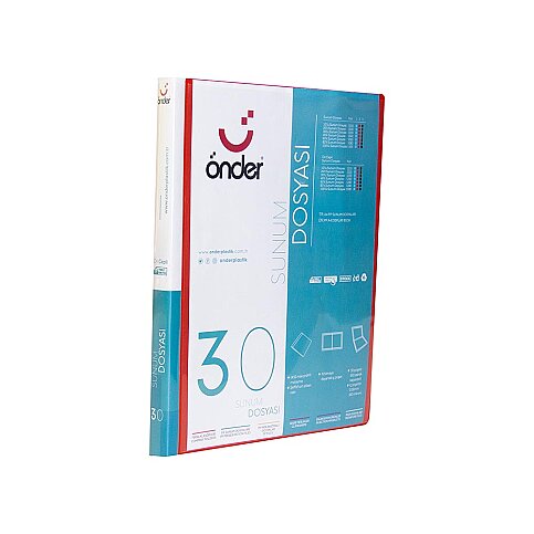 ÖNDER 1230-2 ÖN CEPLİ SUNUM DOSYASI KIRMIZI 30LU - 1