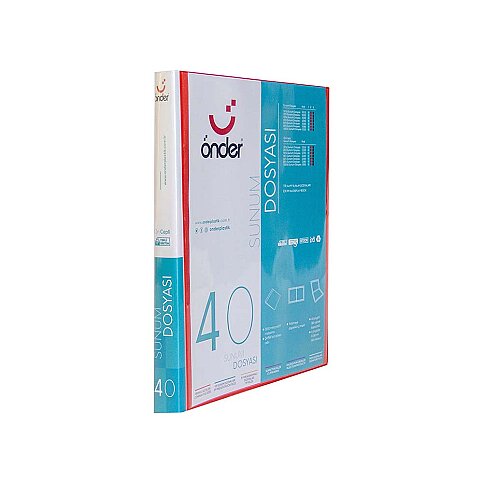 ÖNDER 1240-2 ÖN CEPLİ SUNUM DOSYASI KIRMIZI 40LI - 1