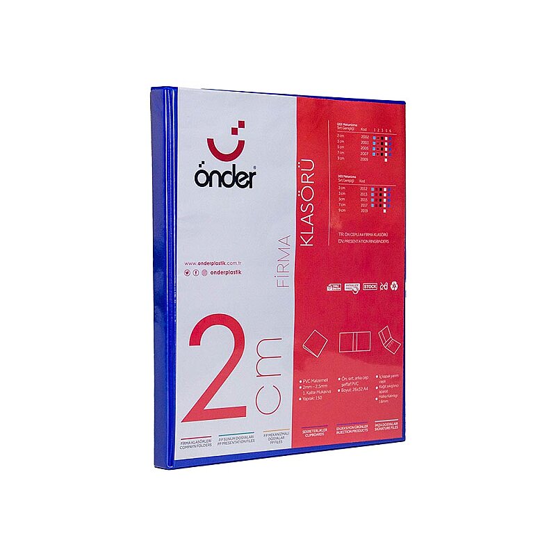 ÖNDER 2002-6 2 HALKALI D MEKANİZMALI KLASÖR A4 20mm LACİVERT