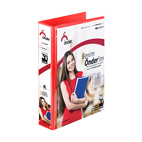 ÖNDER 2003-2 2 HALKALI D MEKANİZMALI KLASÖR A4 30mm KIRMIZI - 1
