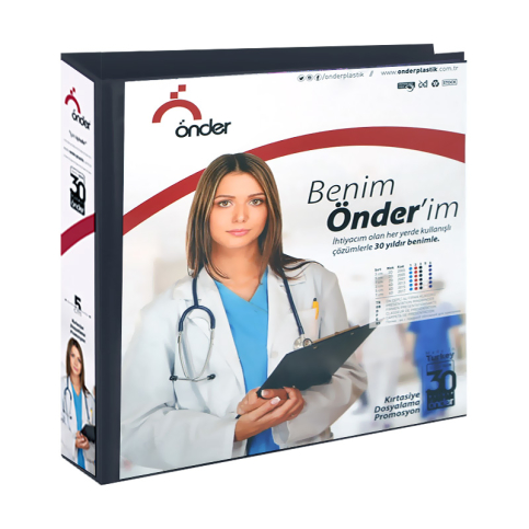 Önder 2025-3 4 Halkalı D Mekanizmalı Yatay Klasör A3 70Mm Siyah - 1