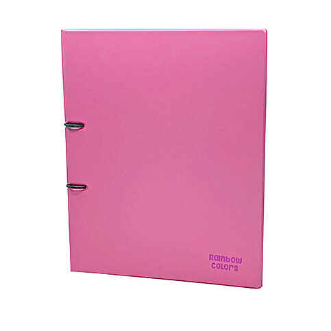 ÖNDER 121-23 RAİNBOW PLASTİK KAPAK HALKALI DOSYA 2 HALKA PEMBE - 1