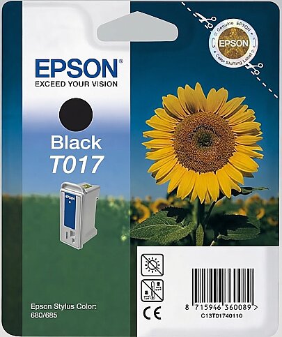 OUTLET EPSON T017 C13T01740120 SİYAH ORJİNAL KARTUŞ 600 SAYFA (STYLUS 680 STYLUS685 STYLUS777) - 1