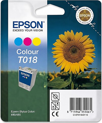 OUTLET EPSON T018 C13T01840120 RENKLİ ORJİNAL KARTUŞ 300 SAYFA (STYLUS 680 STYLUS685 STYLUS777) - 1