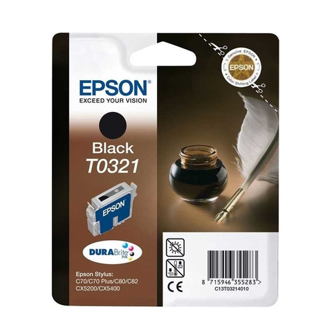 OUTLET EPSON T0321 C13T03214020 SİYAH ORJİNAL KARTUŞ 1240 SAYFA (C70 C80 C82 CX4500) - 1