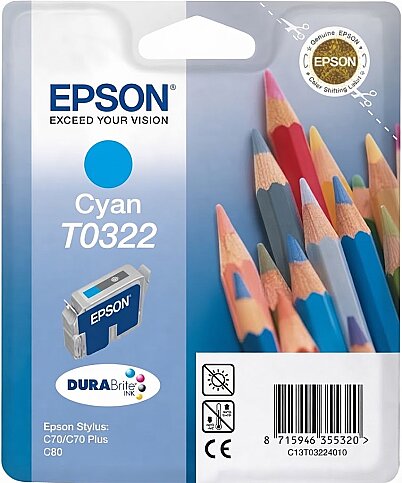 OUTLET EPSON T0322 C13T03224020 MAVİ ORJİNAL KARTUŞ (C70 80 82 CX4500) - 1