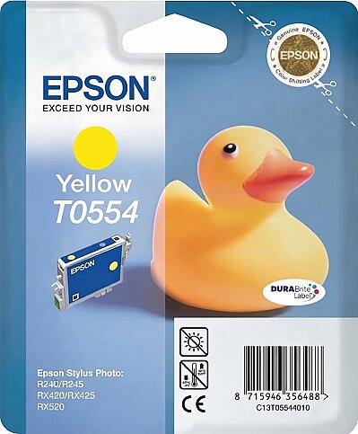 OUTLET EPSON T0554 C13T05544020 SARI ORJİNAL KARTUŞ 290 SAYFA (R240 R245 RX420 RX425 RX520) - 1