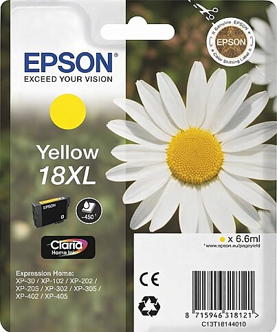 OUTLET EPSON T1814 C13T18144020 18XL SARI ORJİNAL KARTUŞ 450 SAYFA (XP102 XP202 XP302 XP402 XP405) - 1