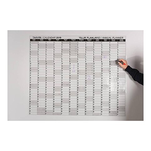 PANDA PAN 758 BEYAZ ŞEFFAF KAĞIT TAHTA TAKVİM PLANLAYICI 100x120 - 1