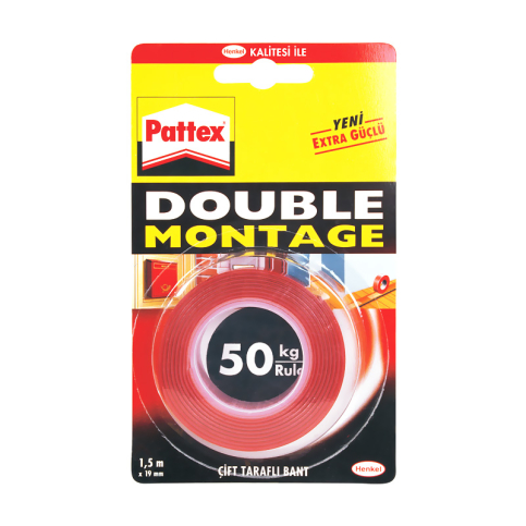 Pattex 1483609 Double Montaj Bandı 19Mmx1.5M Kırmızı - 1