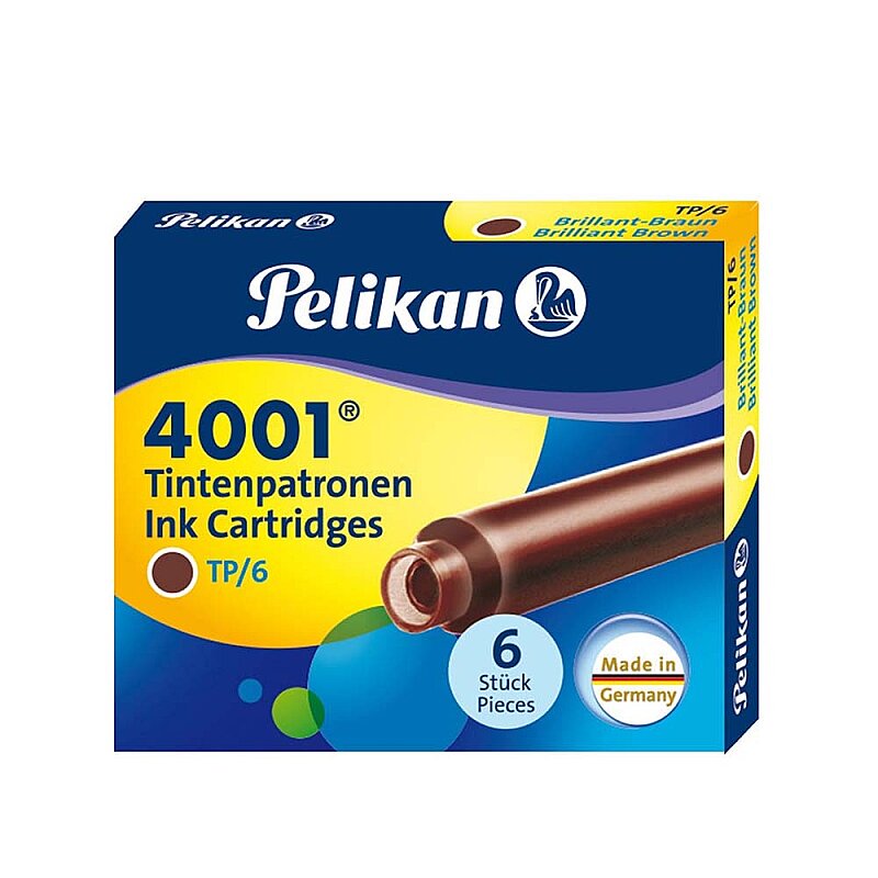 PELİKAN 4001 KÜÇÜK BOY DOLMA KALEM KARTUŞU KAHVE 6LI (PL311902YMKA)